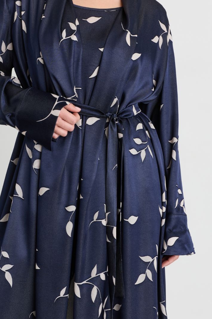 Duster en satin dévoré - BLEU BLANC - Intrend - 3