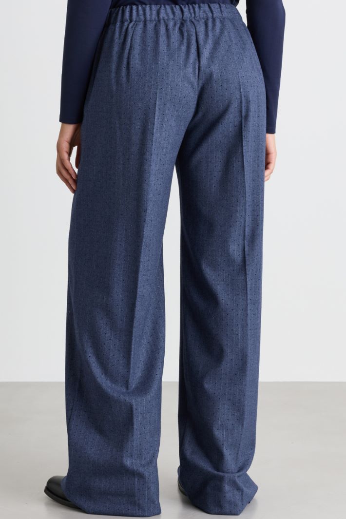 Wide-leg flannel trousers - BLUE - Intrend - 4