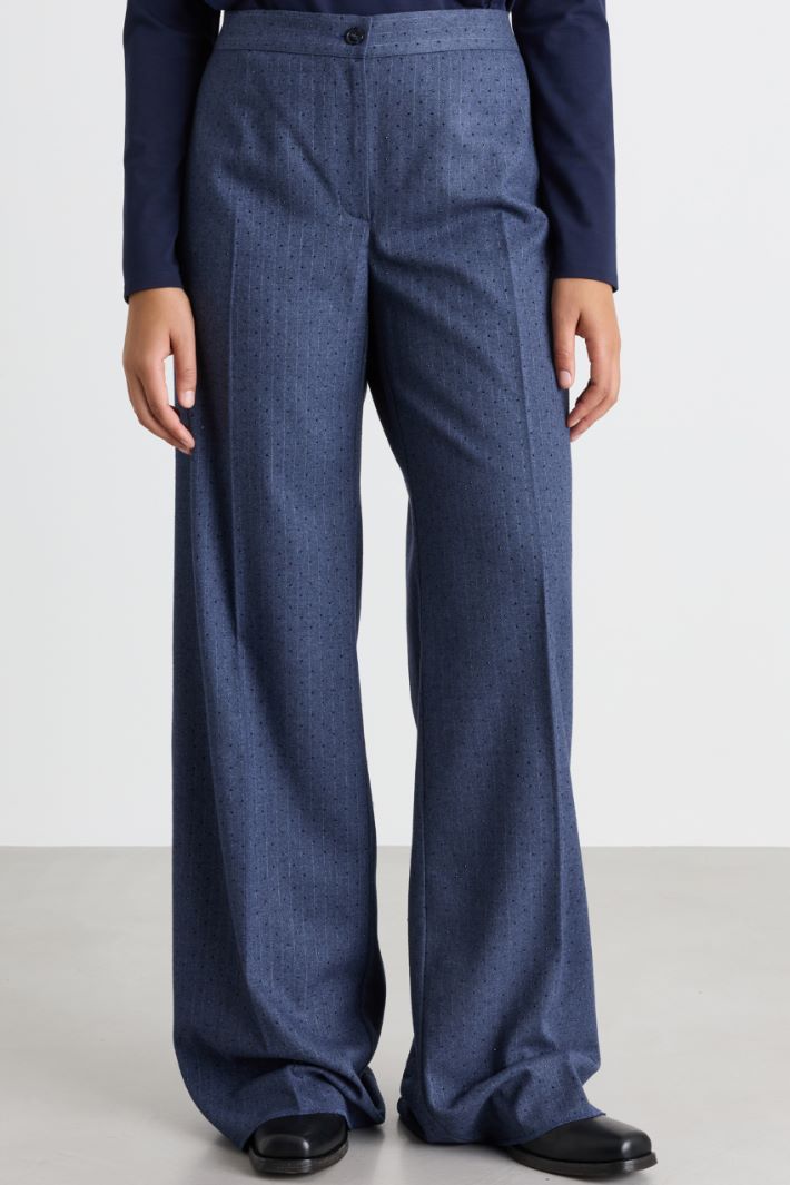 Wide-leg flannel trousers - BLUE - Intrend - 2
