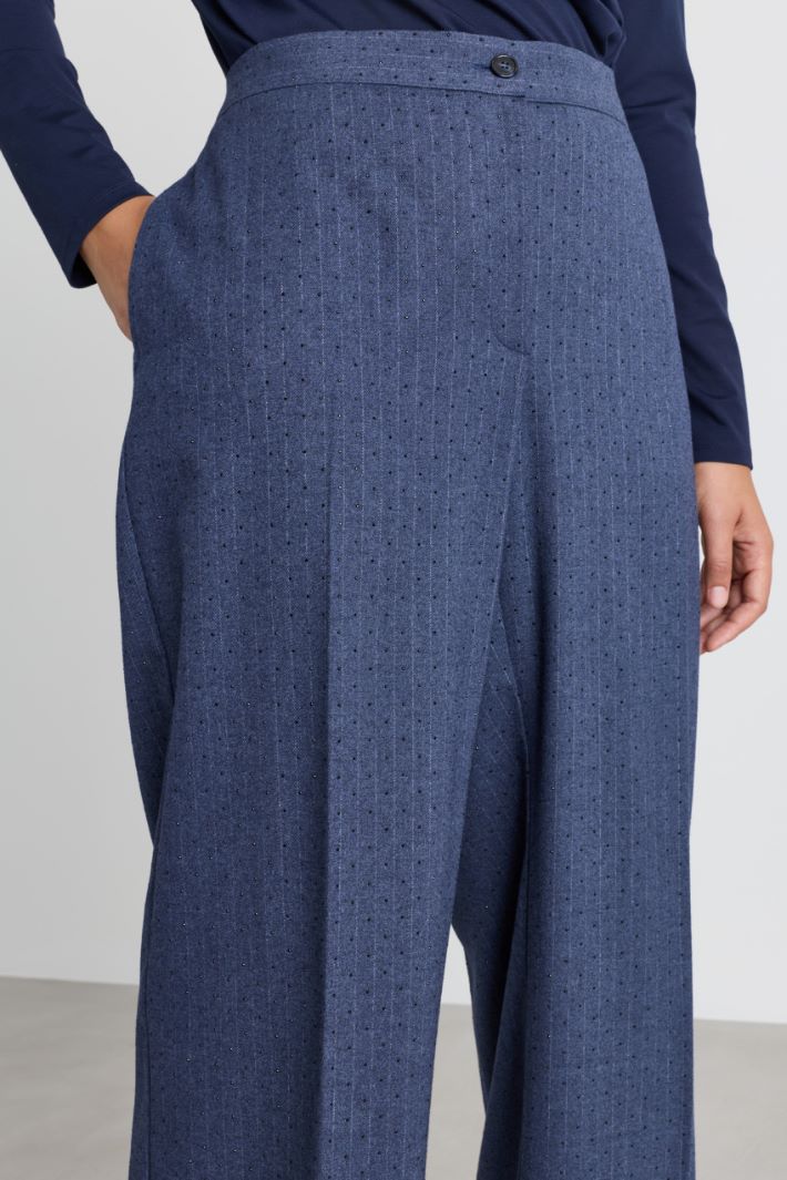 Wide-leg flannel trousers - BLUE - Intrend - 3