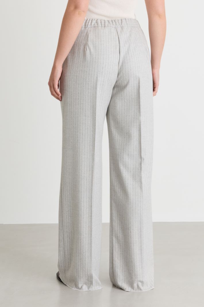 Wide-leg flannel trousers - GREY - Intrend - 4