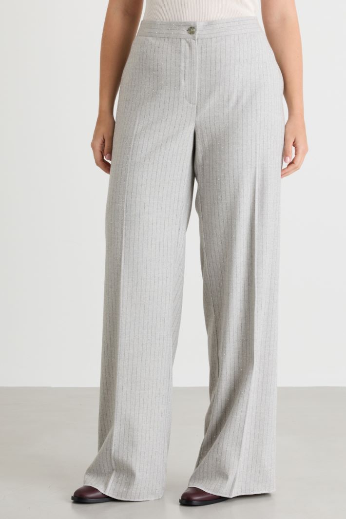 Wide-leg flannel trousers - GREY - Intrend - 2