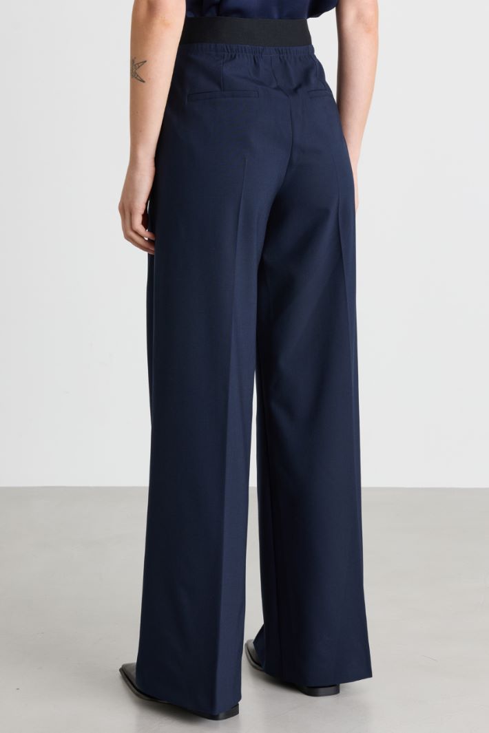 Elasticated-waist trousers - BLUE - Intrend - 4