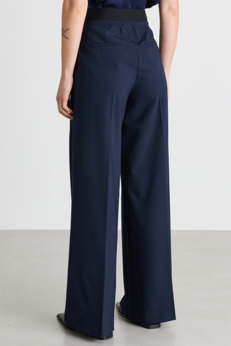 Pantalone in misto lana stretch con vita elasticizzata