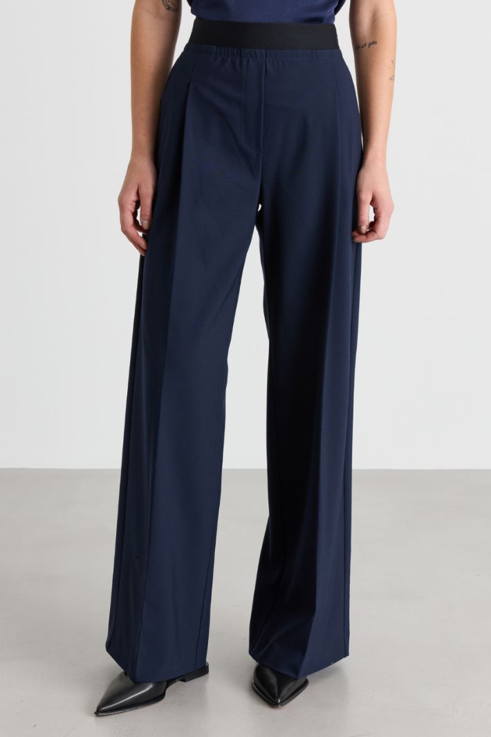 Elasticated-waist trousers - BLUE - Intrend - 2