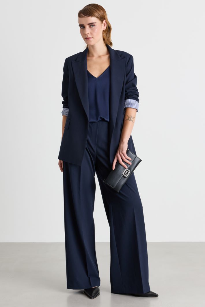 Elasticated-waist trousers - BLUE - Intrend