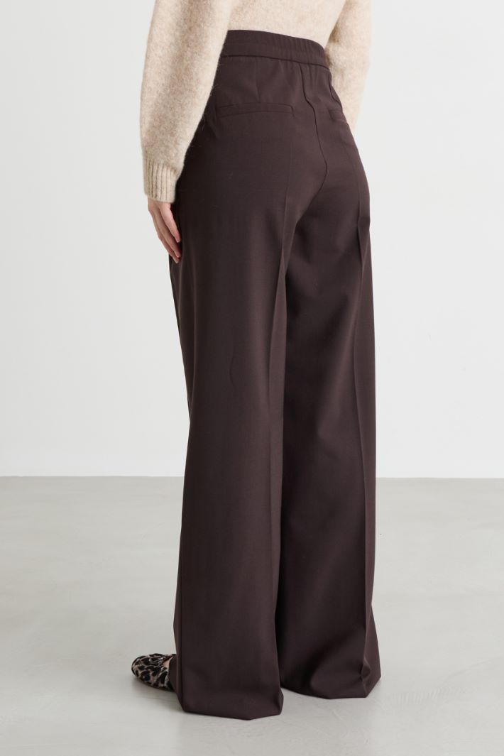 Elasticated-waist trousers - BROWN - Intrend - 4