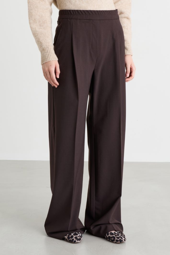 Elasticated-waist trousers - BROWN - Intrend - 2