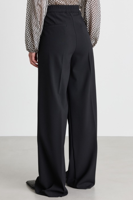 Pantalone in misto lana stretch con vita elasticizzata