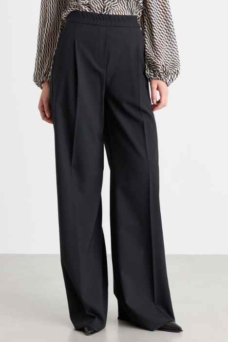 Pantalone in misto lana stretch con vita elasticizzata