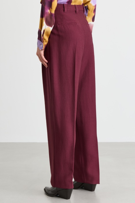 Pantalone in sablé di lana e viscosa