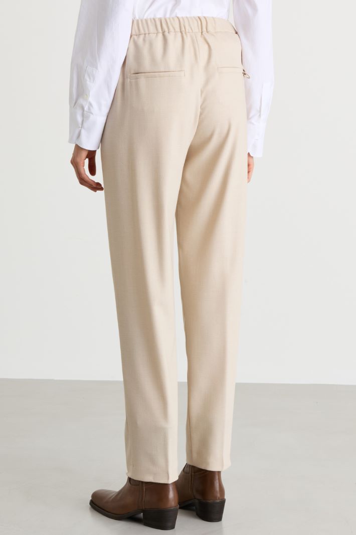 Slim-fit drawstring trousers - BEIGE - Intrend - 4