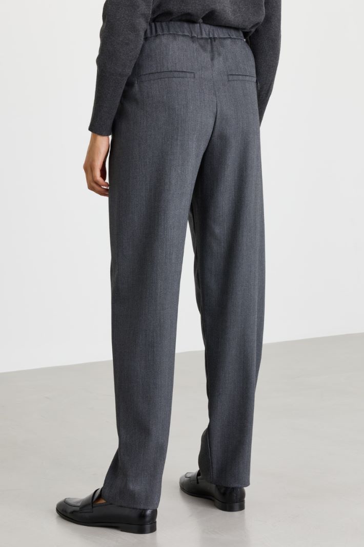 Slim-fit drawstring trousers - GREY - Intrend - 4