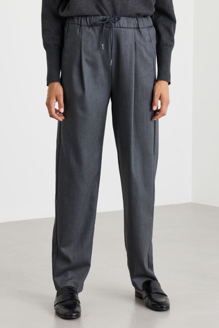 Slim-fit drawstring trousers - GREY - Intrend - 2