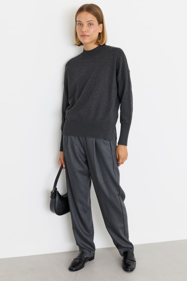Slim-fit drawstring trousers - GREY - Intrend
