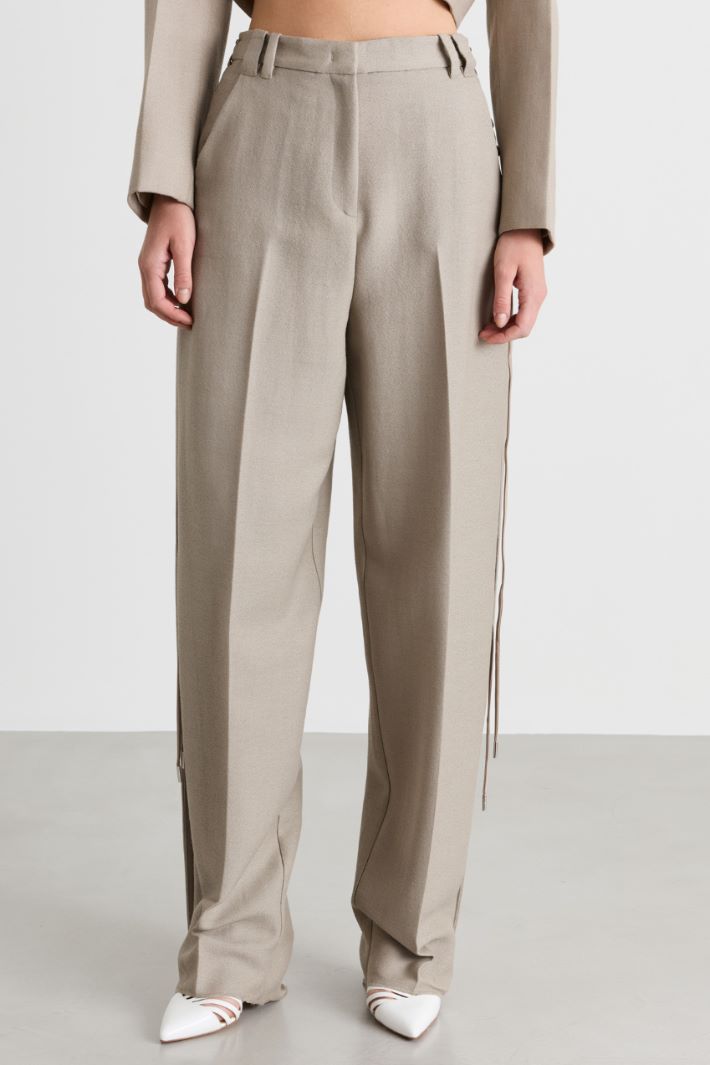 Barrel-Hose mit Schnürung - BEIGE - Intrend - 4