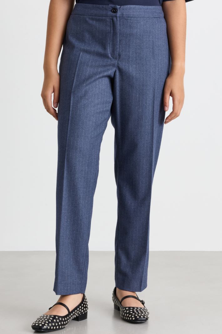Slim-fit flannel trousers - BLUE - Intrend - 2