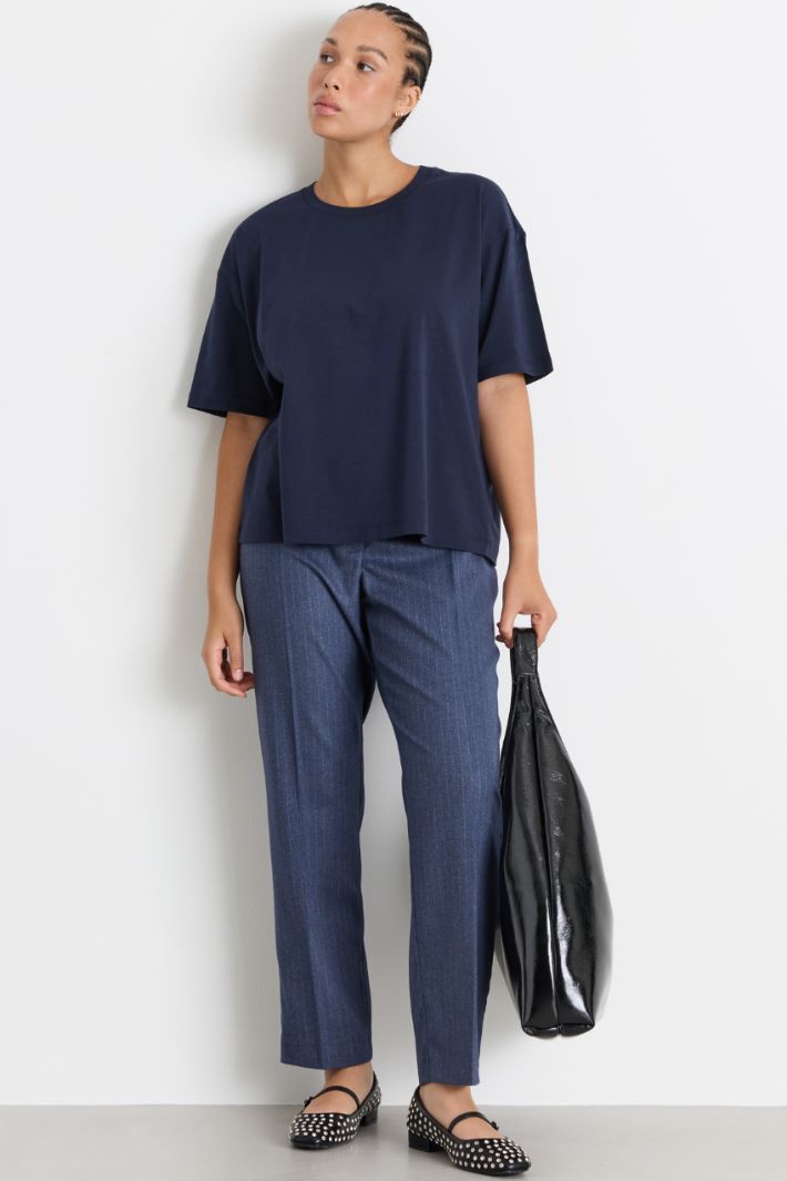 Slim-fit flannel trousers - BLUE - Intrend