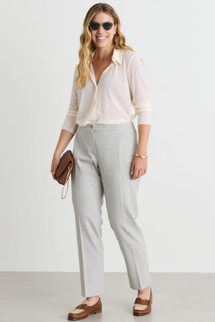 Slim-fit flannel trousers - GREY - Intrend