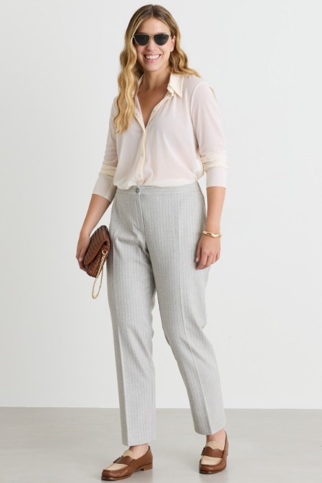 Slim-fit flannel trousers - Intrend