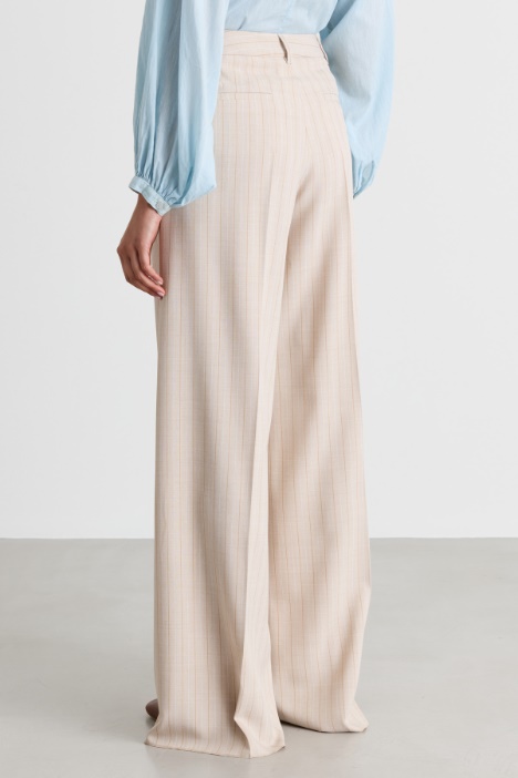 Pantalone palazzo in tela mélange