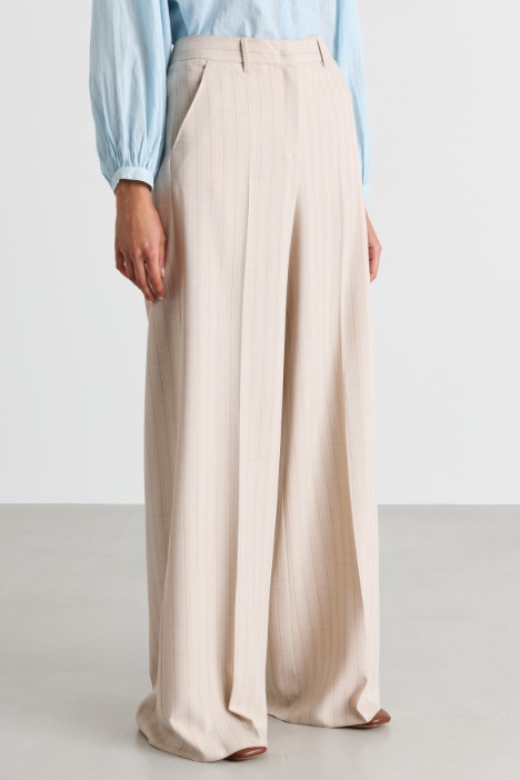 Pantalone palazzo in tela mélange