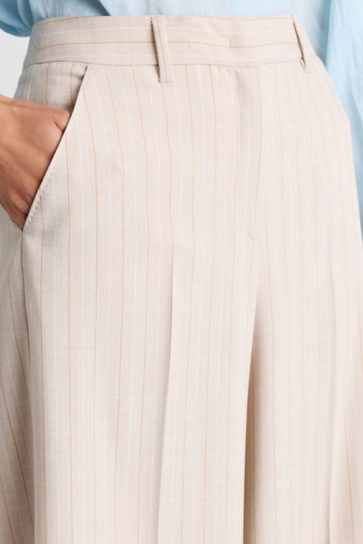 Pinstriped palazzo trousers - BEIGE - Intrend - 3