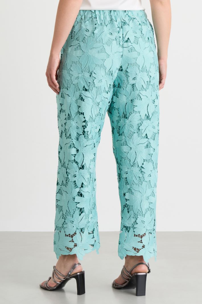 Macramé lace trousers - LIGHT BLUE - Intrend - 4