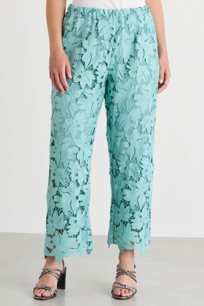 Macramé lace trousers - LIGHT BLUE - Intrend - 2