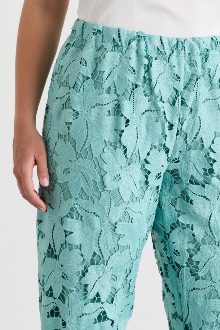 Macramé lace trousers - LIGHT BLUE - Intrend - 3