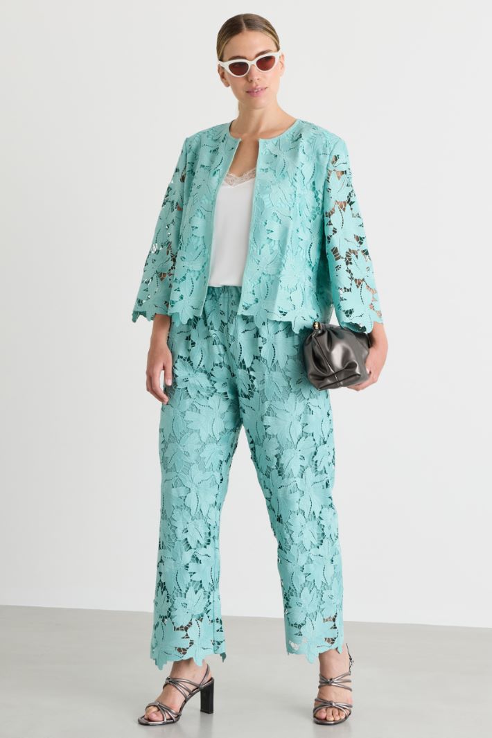 Macramé lace trousers - LIGHT BLUE - Intrend