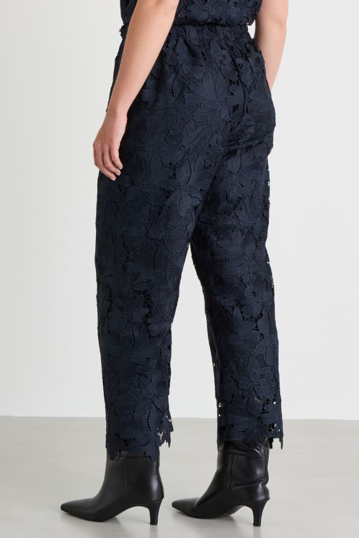 Macramé lace trousers - BLUE - Intrend - 4