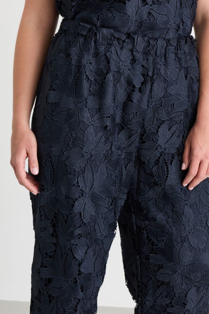 Macramé lace trousers - BLUE - Intrend - 3