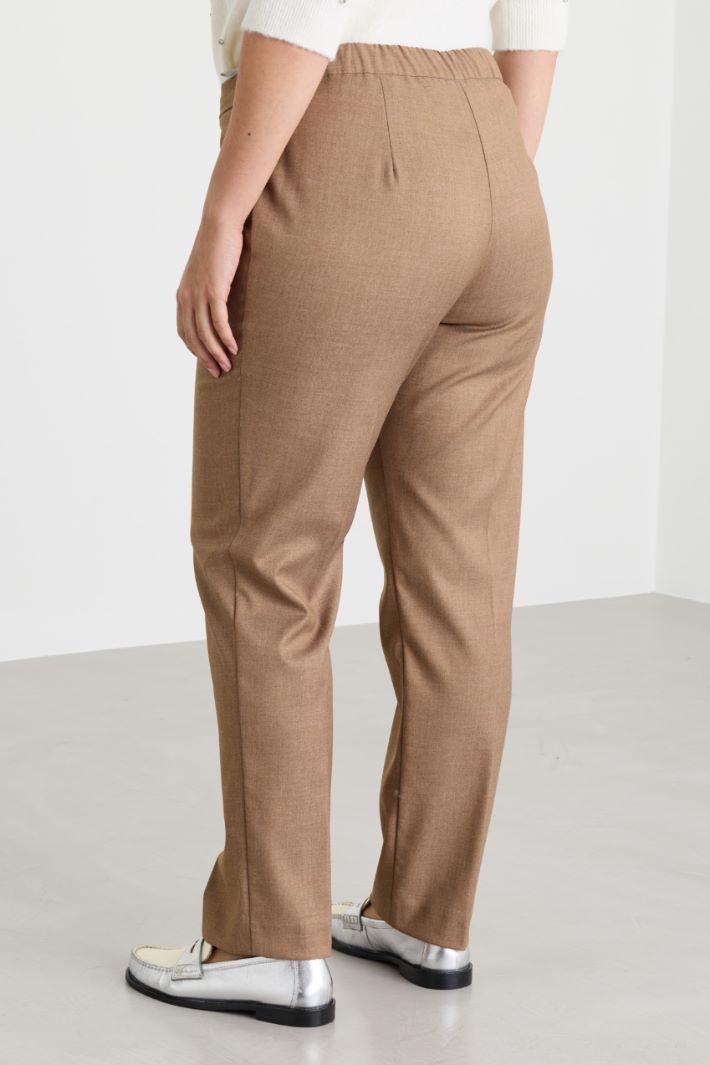Slim-fit flannel trousers - BROWN - Intrend - 4