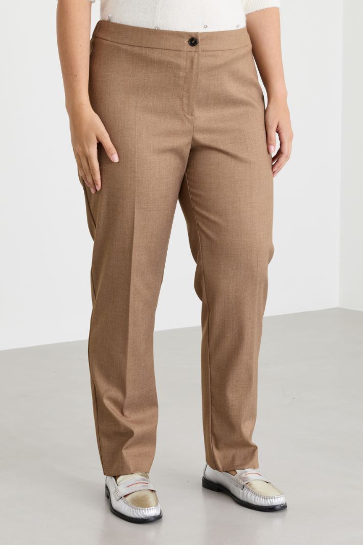 Slim-fit flannel trousers - BROWN - Intrend - 2