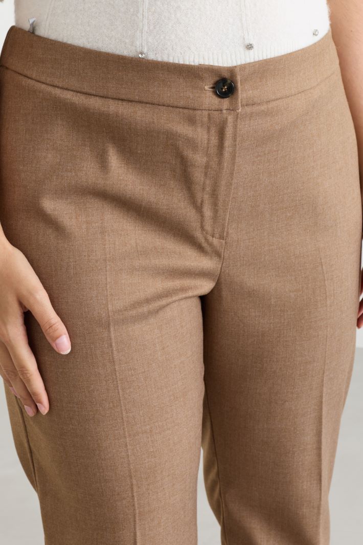 Slim-fit flannel trousers - BROWN - Intrend - 3