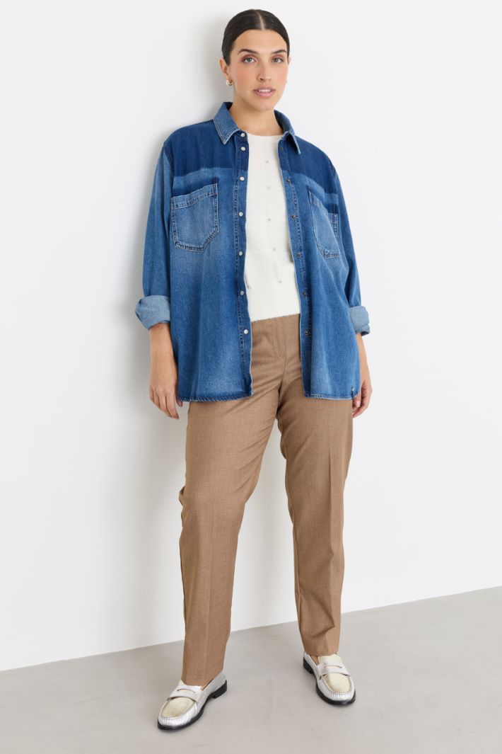 Slim-fit flannel trousers - BROWN - Intrend