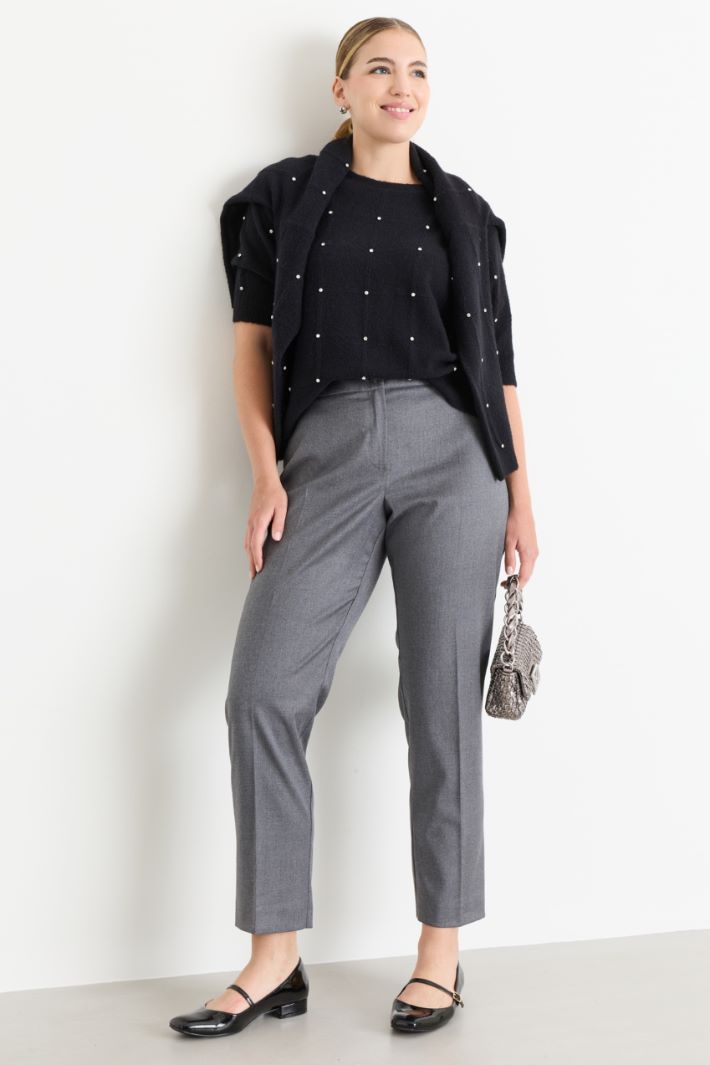Slim-fit flannel trousers - GREY - Intrend
