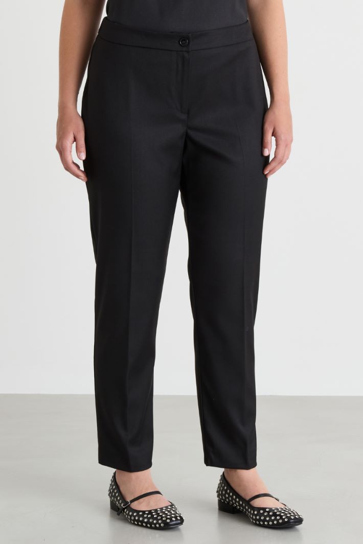 Pantalone slim in flanella - NERO - Intrend - 2