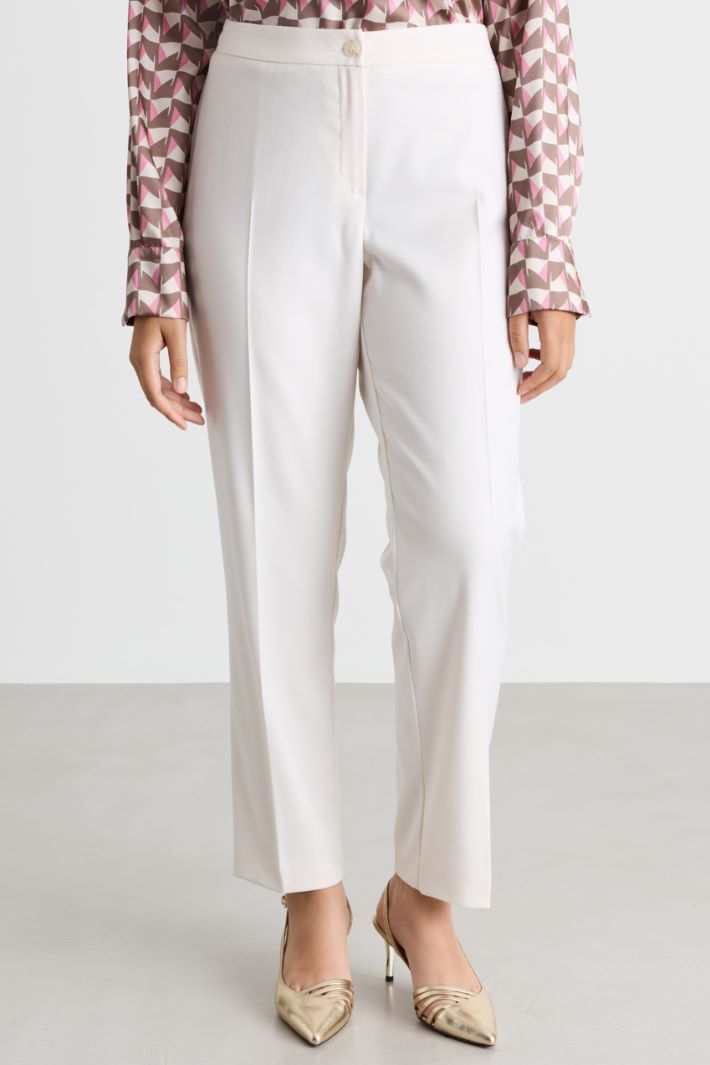 Slim-fit flannel trousers - WHITE - Intrend - 2