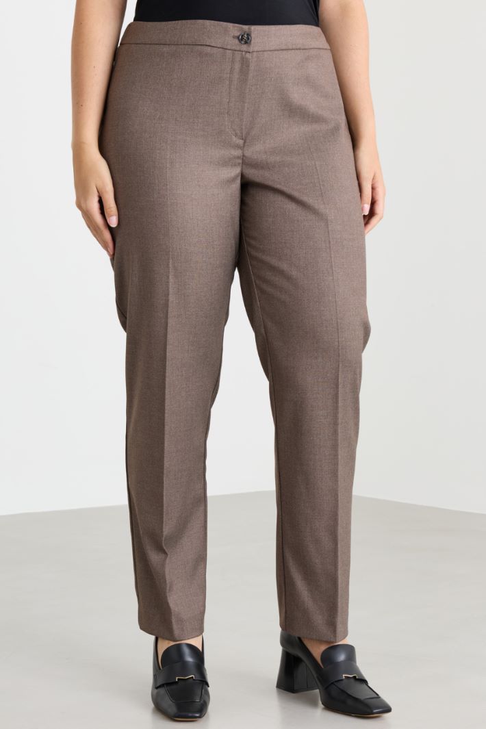 Schmal geschnittene Flanellhose - BRAUN - Intrend - 2