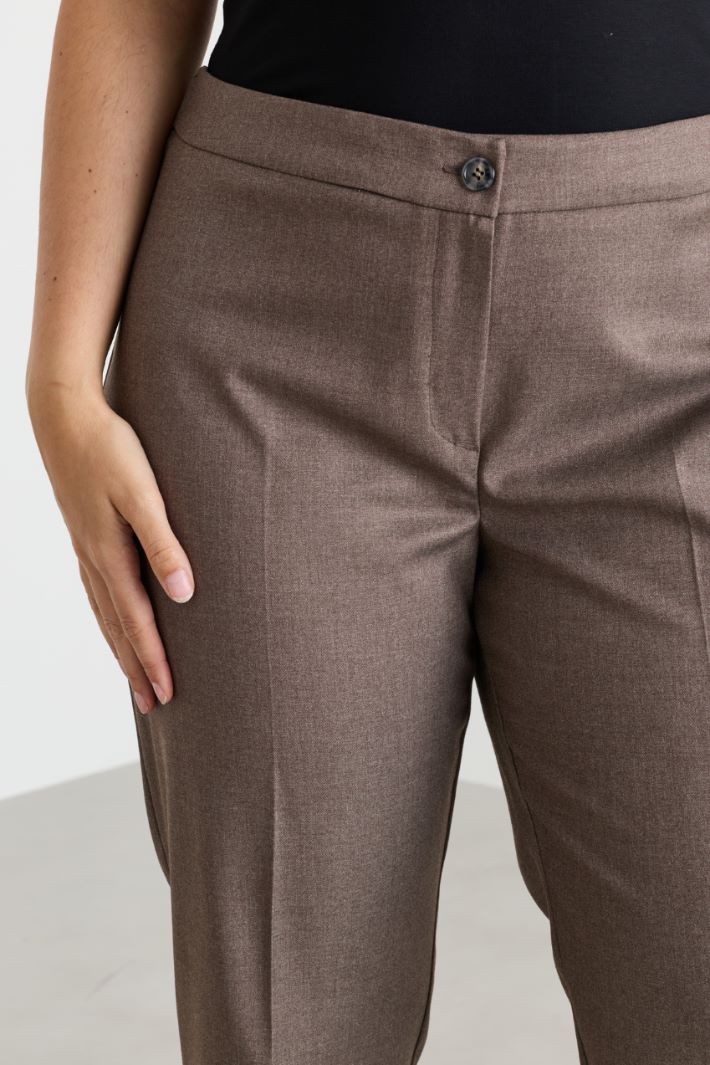 Schmal geschnittene Flanellhose - BRAUN - Intrend - 3