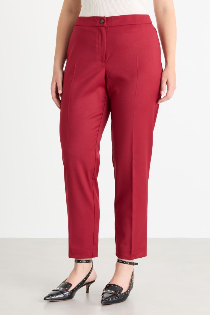 Slim-fit flannel trousers - RED - Intrend - 4