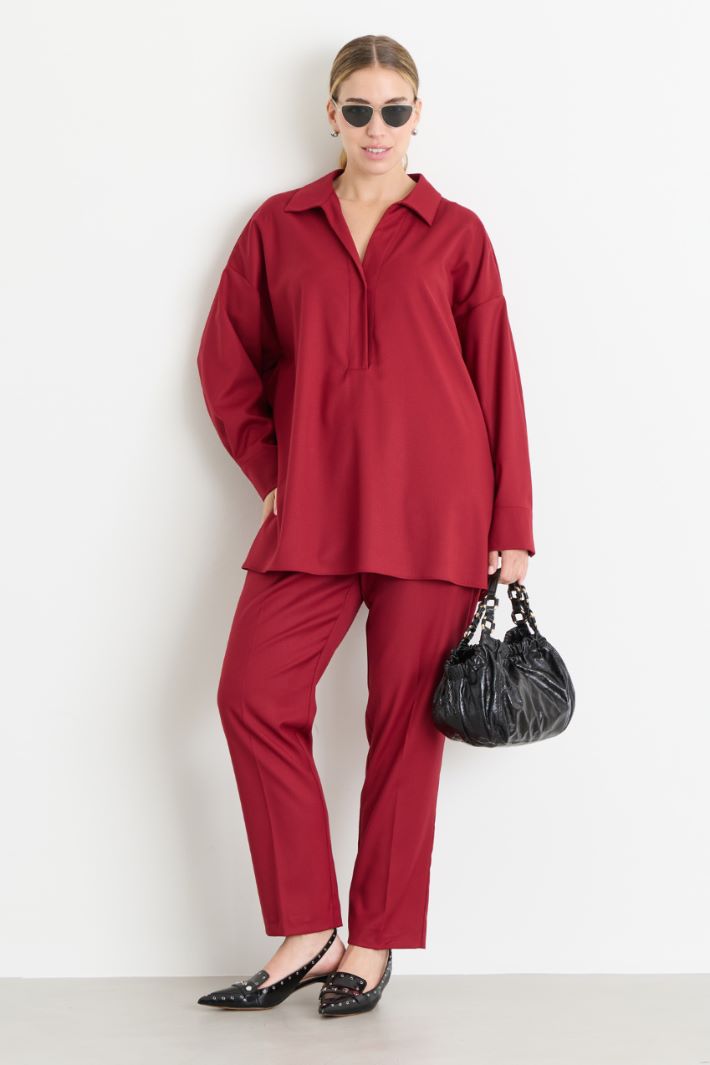 Slim-fit flannel trousers - RED - Intrend