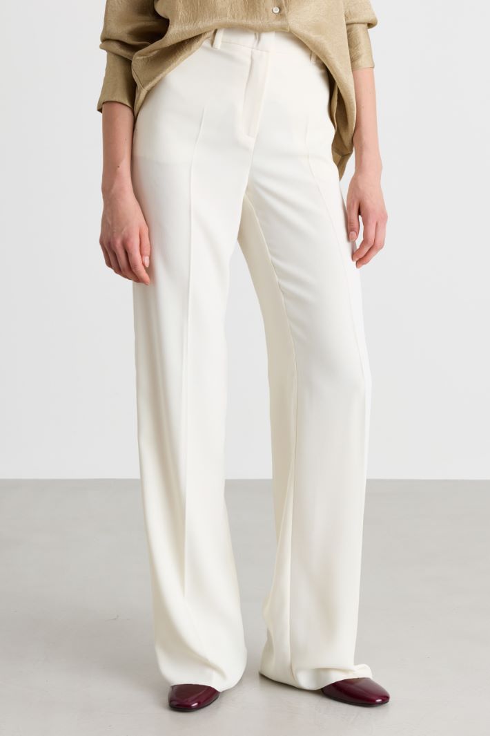 Matte Satin Trousers - WHITE - Intrend - 2