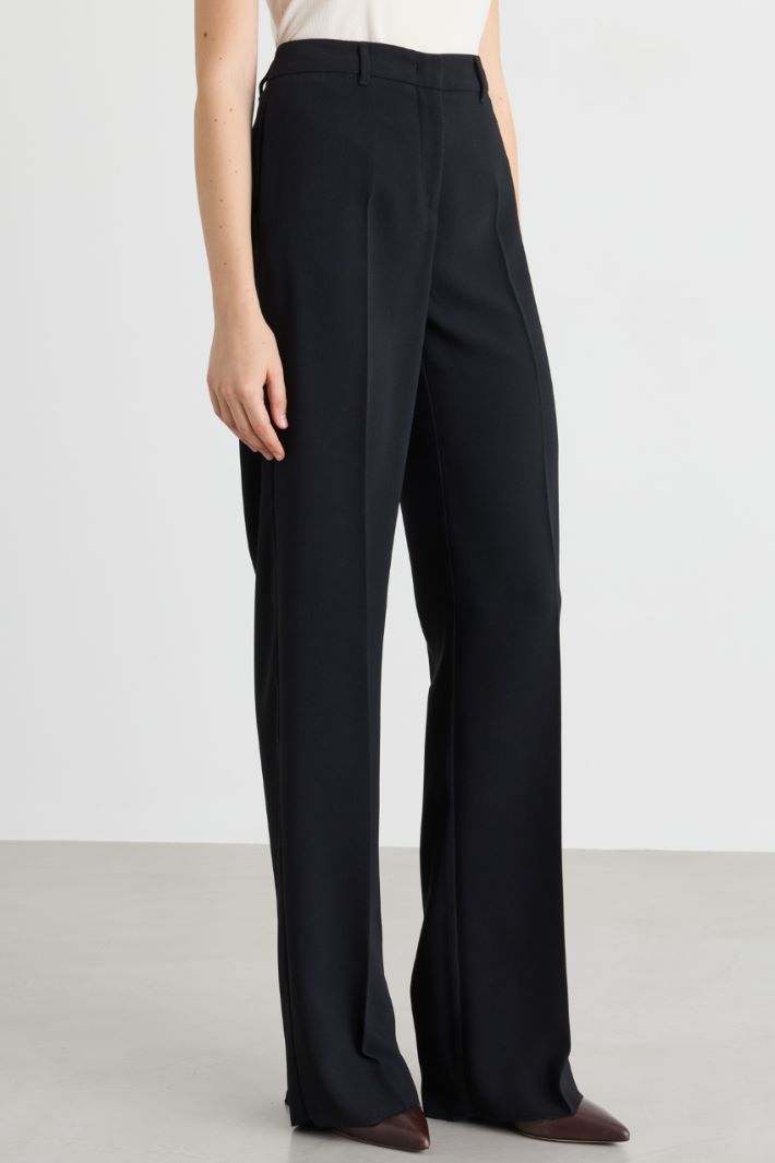 Matte Satin Trousers - BLACK - Intrend - 2