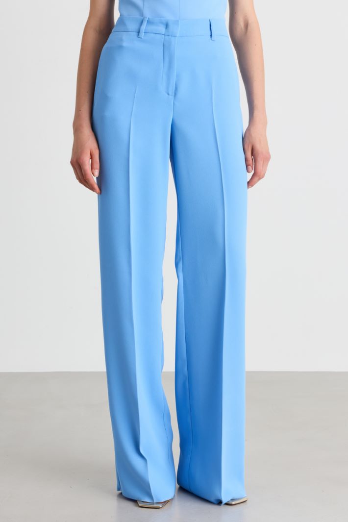 Matte Satin Trousers - LIGHT BLUE - Intrend - 2