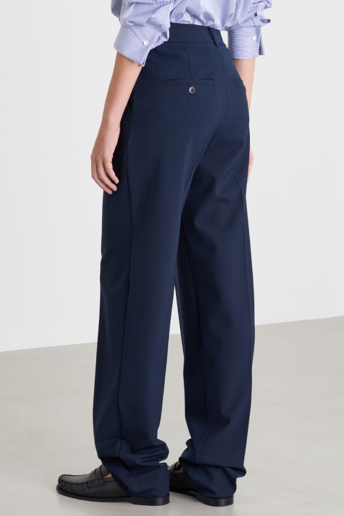 Wool-blend canvas trousers - BLUE - Intrend - 4