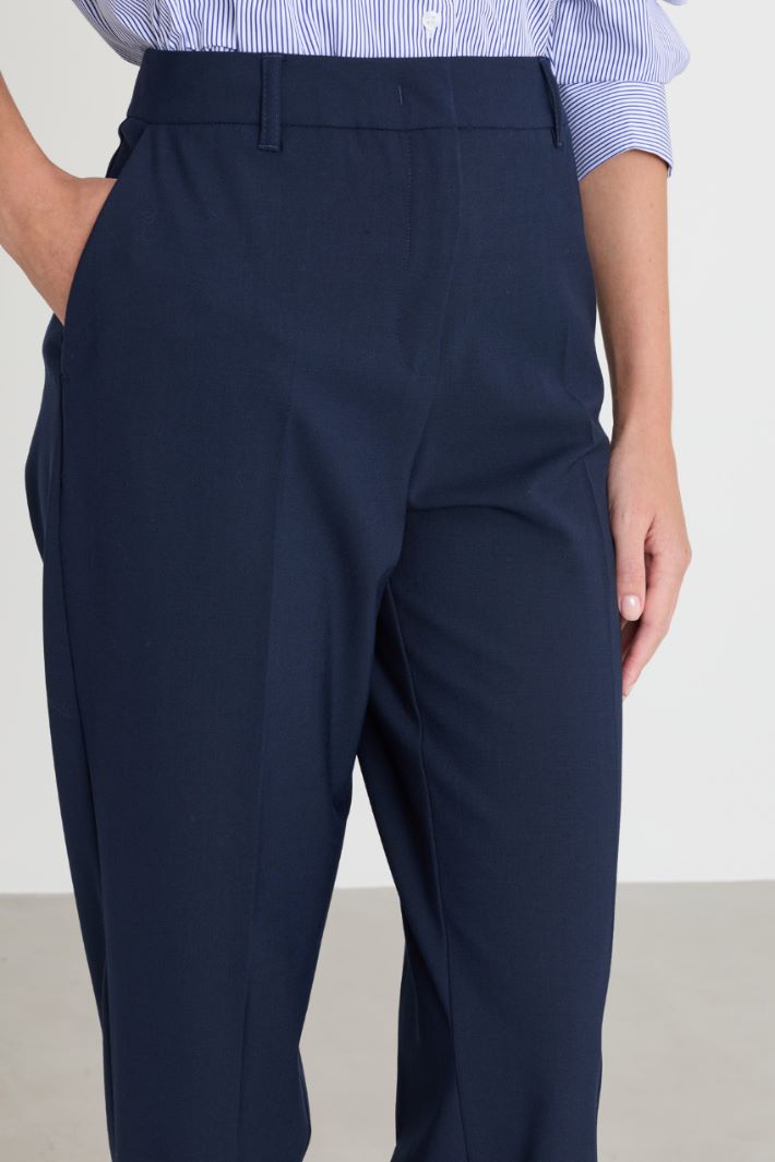Wool-blend canvas trousers - BLUE - Intrend - 3