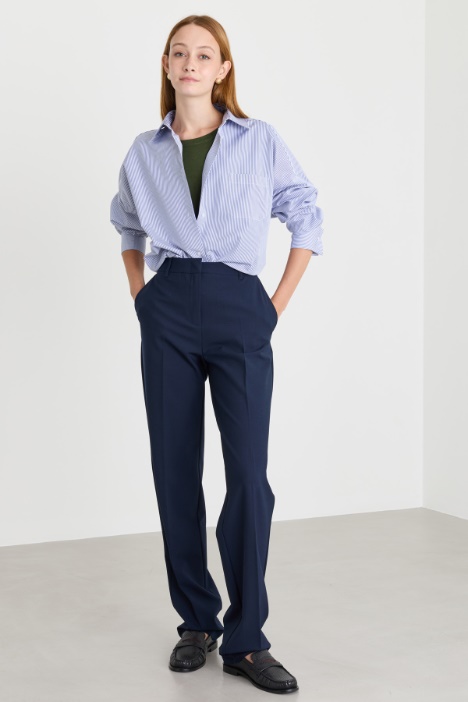 Wool-blend canvas trousers - Intrend